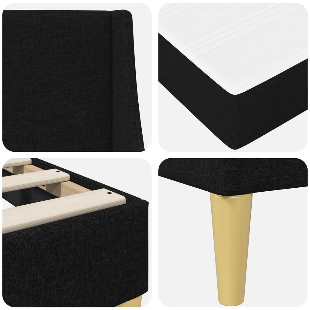 Bed Frame with Mattress Black 90 x 200 cm Polyester