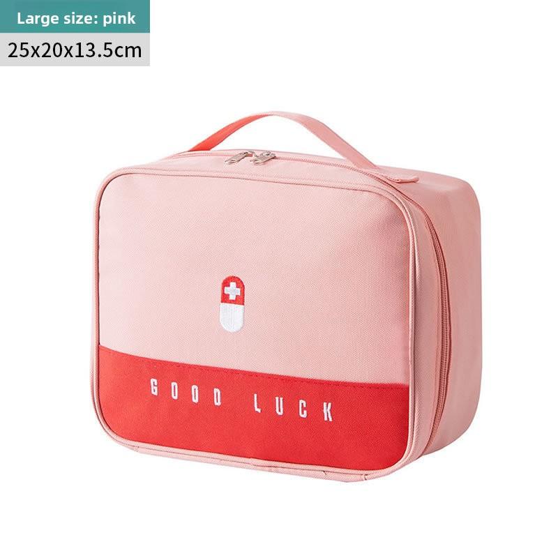 Портативный медицинский набор для экстренных случаев большой емкости для дома, Портативный многофункциональный набор с многослойным хранением, Органайзер для хранения лекарств розовый