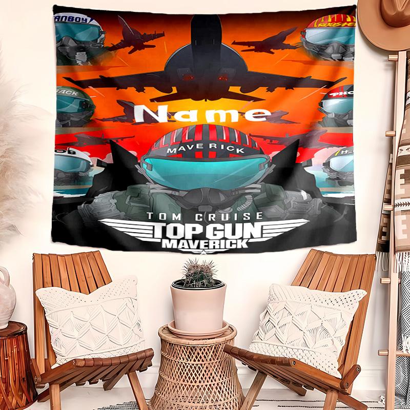 Personalized Top Gun Maverick Background Tapestry,Custom Name Birthday Party,Multifunctional Wall Decoration for Home Decor,Various Occasions
