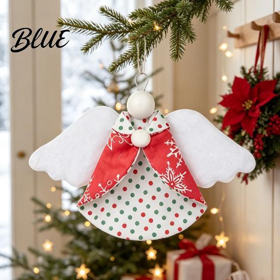 Winter Theme Party Supplies Fabric Angel Hanging Ornament Christmas Tree Decor Polka Dot Classroom Favors Ornament for Window Mantel Home