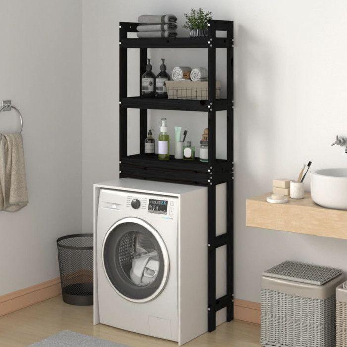 VidaXL Étagère de toilette Noir 63x26x171 cm Bois de pin massif 824662