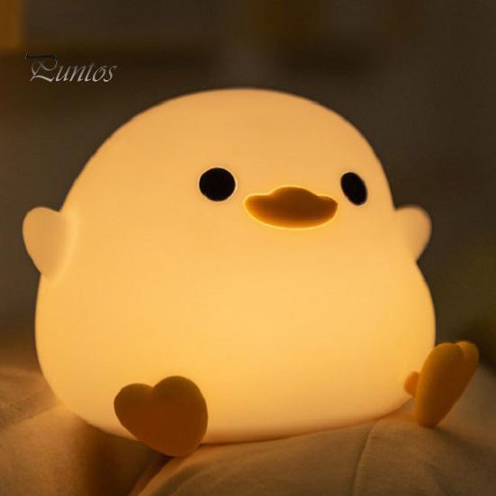 Duck Night Light Dimmable Soft Lighting Flicker Free Rechargeable Adorable Appearance Cartoon Duck LED Bedside Lamp