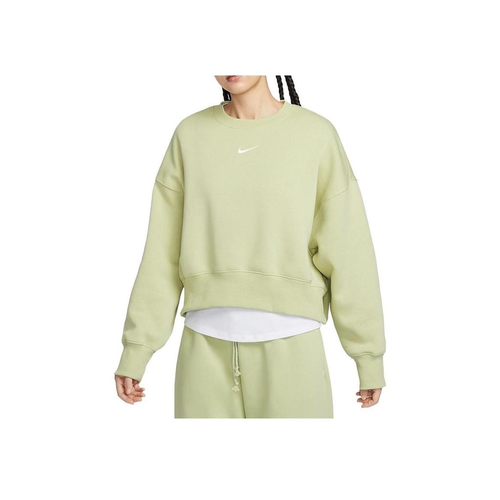Nike Solid Color Casual Crew Neck Loose Sweatshirt Women Sweatshirt Green DQ5762-371