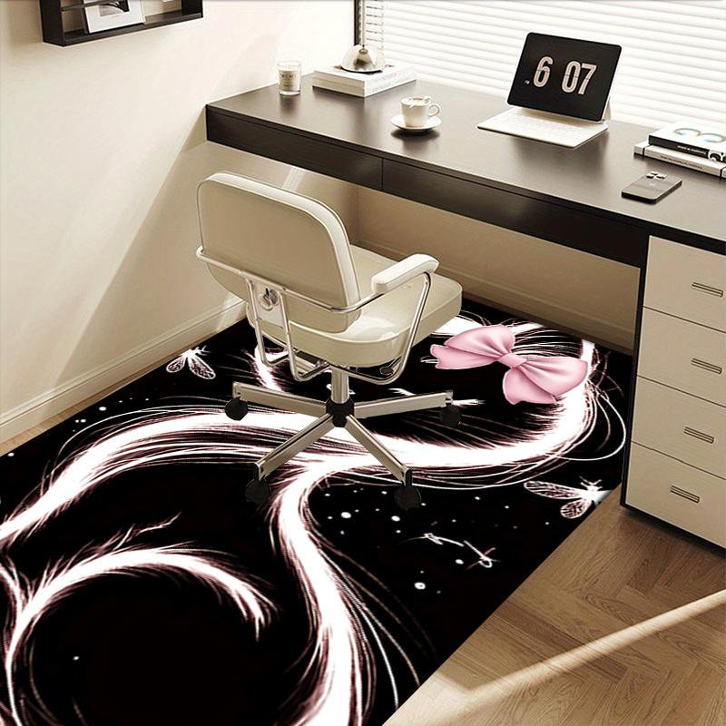 Charming Cat Chair Mat Office Carpet with Bow Design, Home Decor, Suitable for Bedroom, Living Room, and Various Rooms, Perfect Gift Idea