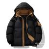 Men's Sports and Leisure Trendy Brand Hooded Cotton-padded Clothes, Winter Velvet Thickened Warm Down Cotton Bread Clothes