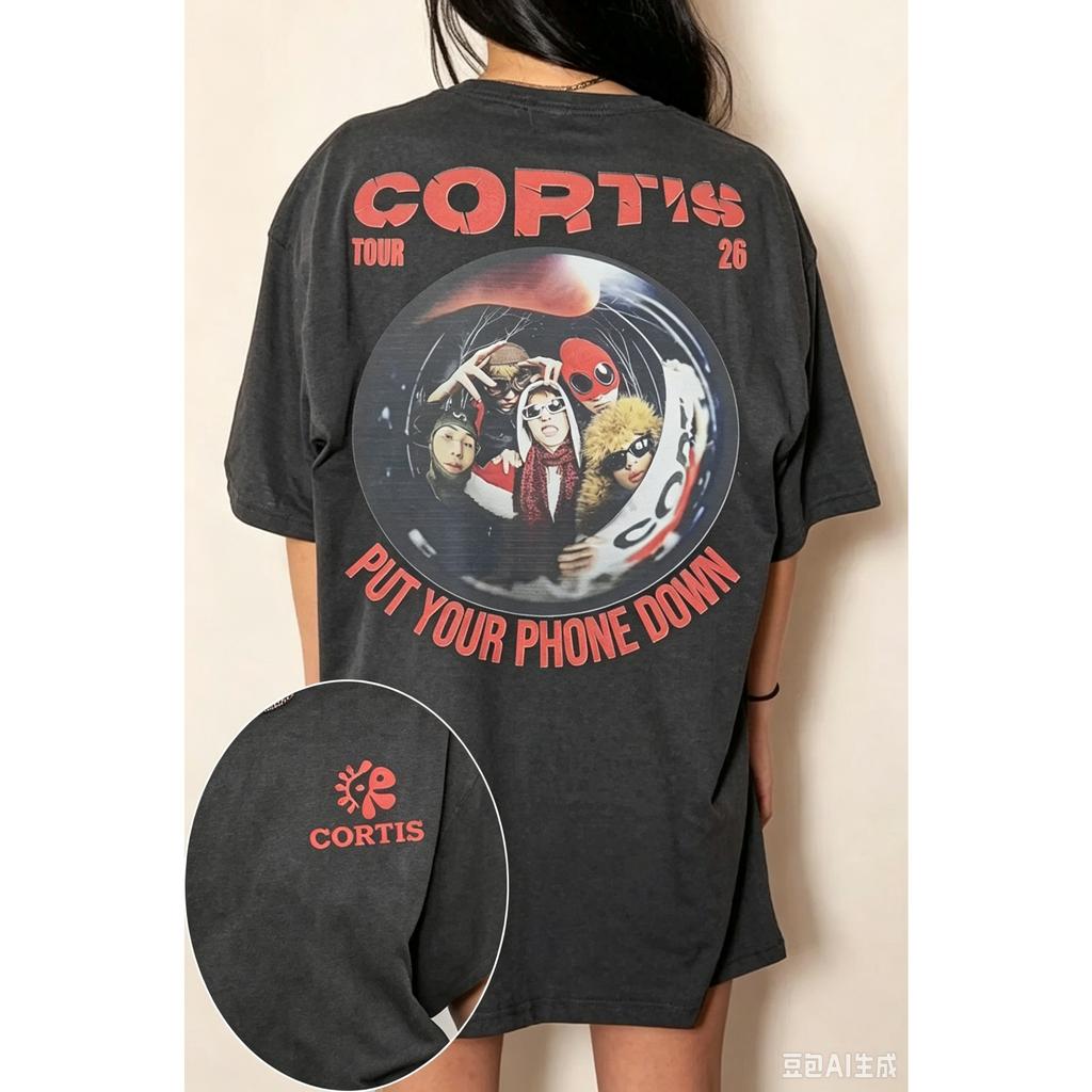 Cortis Double-sided Printing T-shirt Men Women Oversized Streetwear Y2k Short Sleeves Harajuku High Quality Pure Cotton Tee Female Male Clothing