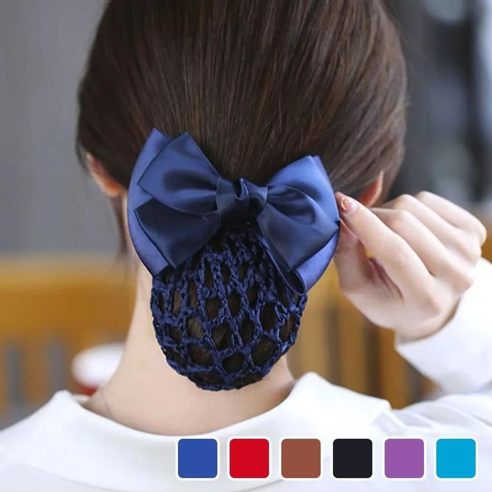Ribbon hair clip, hair net, hair net, flight attendant, nurse, interview, velvet updo, ribbon hair clip 02 Ribbon Hair Net - Red