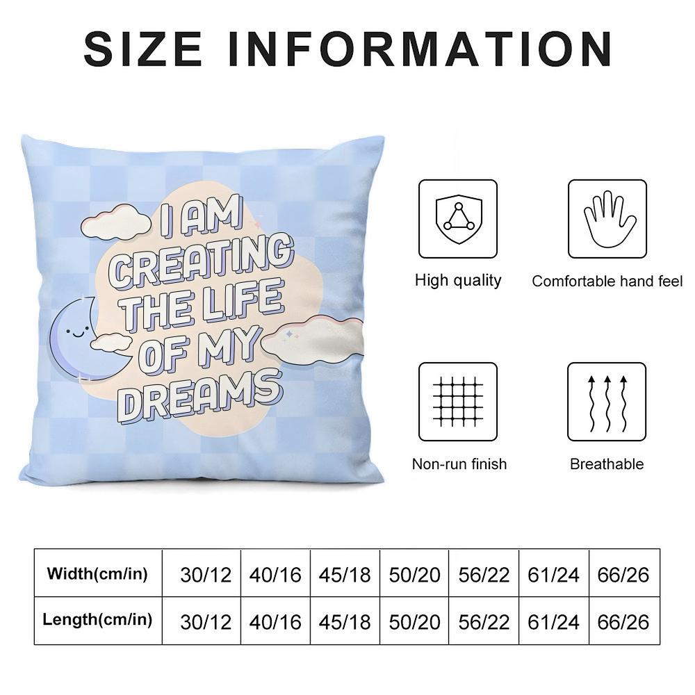 Encouraging Text Ins Cushion Cover Pillowcase Ultra Soft Skin Friendly Fabric Cloud Like Comfort & Concealed Zipper
