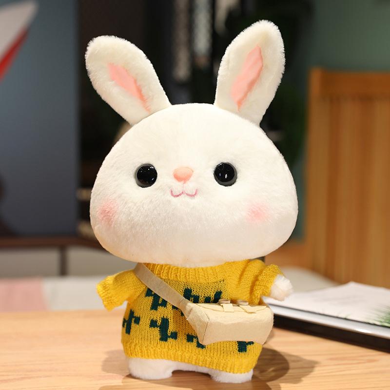 Weiches Kaninchen Lalafanfan Kaninchen Café Mädchen Plüschtier Niedlich 30cm Kawaii Lalafanfan Puppe mit Brille mit Kleidung Spielzeug Geschenk