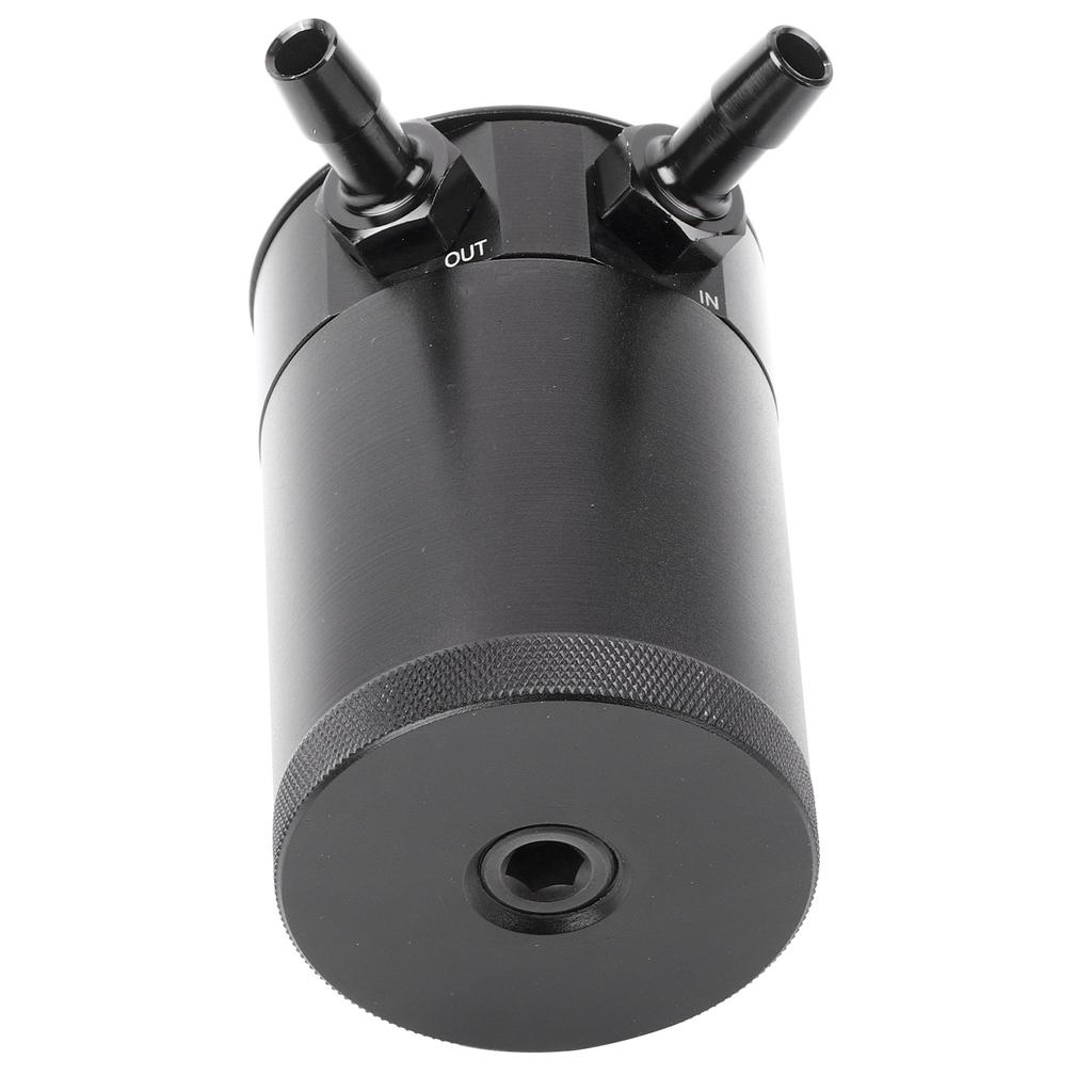 Baffled Oil Catch Can Compatto in Lega di Alluminio Universale a 2 Porte Nero