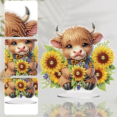 2D/Flat Yak DIY Desktop Diamond Art Kits Single-Sided Drill 5D DIY Diamond Art Tabletop Decorations Special Shape for Home Decor