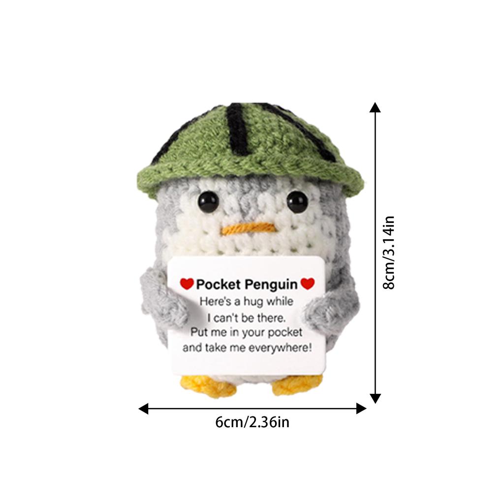 Knitted Positive Penguin Positive Energy Penguin Doll With Encouragement Card Wearing Hat Doll For Friends Encouragement