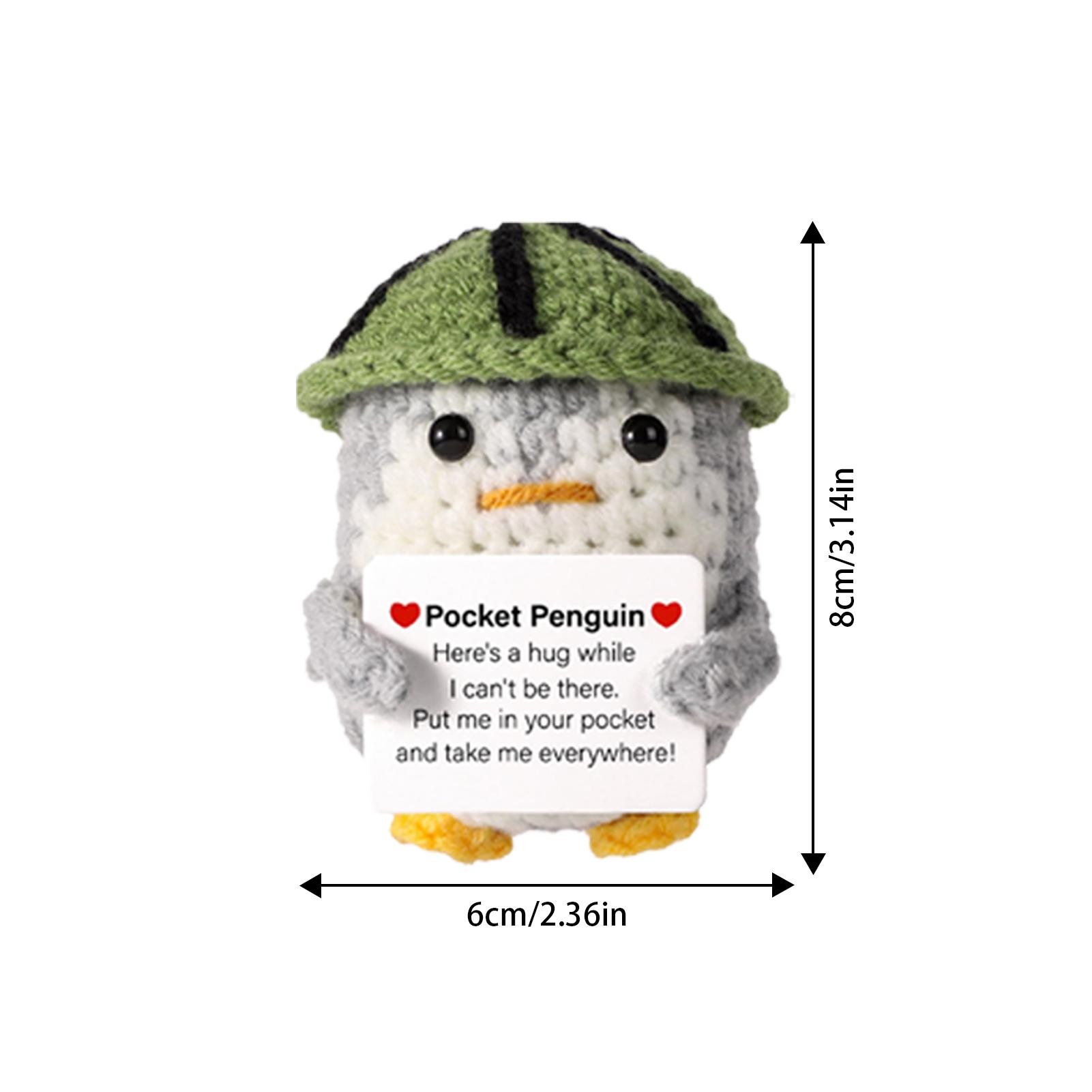 

Knitted Positive Penguin Positive Energy Penguin Doll With Encouragement Card Wearing Hat Doll For Friends Encouragement