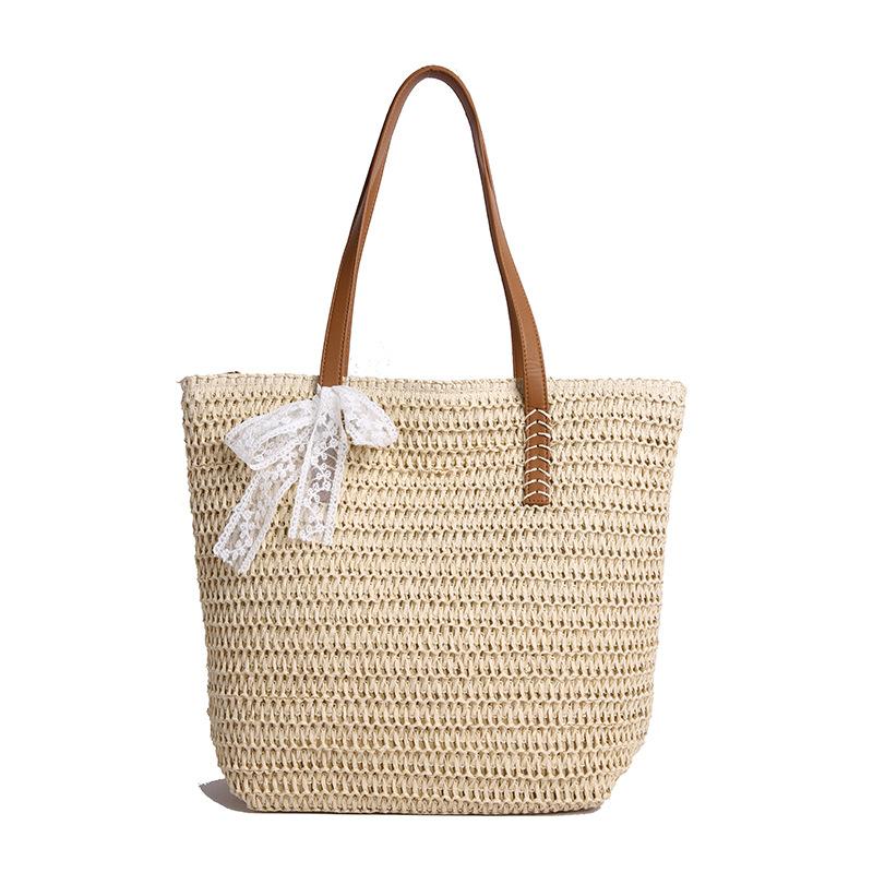 Simple and large-capacity straw bag women's new versatile commuter shoulder bag woven tote bag