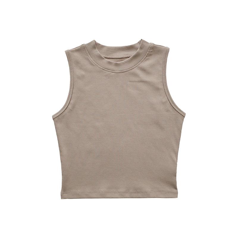 

Women s Solid Color Elastic Top Round Neck Short Sleeved T-shirt vest L