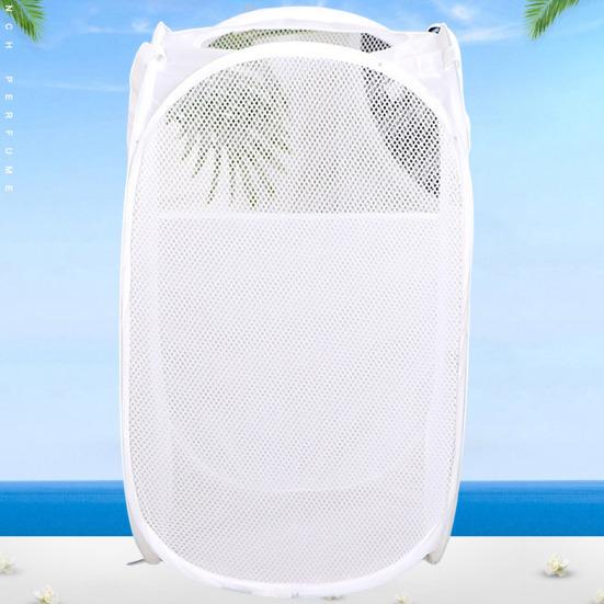 Dirty Clothes Storage Basket Foldable Large Capacity Hollow Out Mesh See-through Breathable Wide Opening Great Load Bearing Straps Toys Dolls Storage