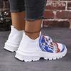 Autumn Prints Platform Sneakers for Women Plus Size Breathable Mesh White Sneakers Woman Slip On Thickbottom Vulcanized Shoes