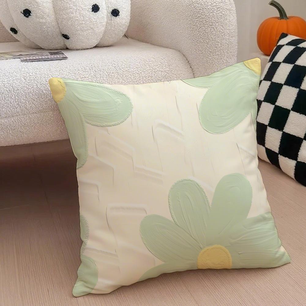 Refreshing Serene Matcha And Mint Green Cushion Cover Throw Pillow Cover Hidden Button Durable Polyester Chair Cushion