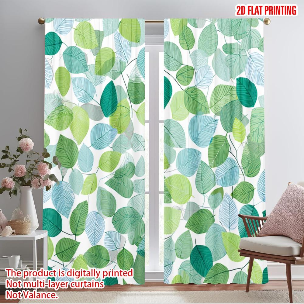

2pcs,2D plane printing Curtains Digital Printed Green Leafy Vines Versatile Durable Polyester (without rod) Room Decor for 52.50×116.00 CM 2pcs