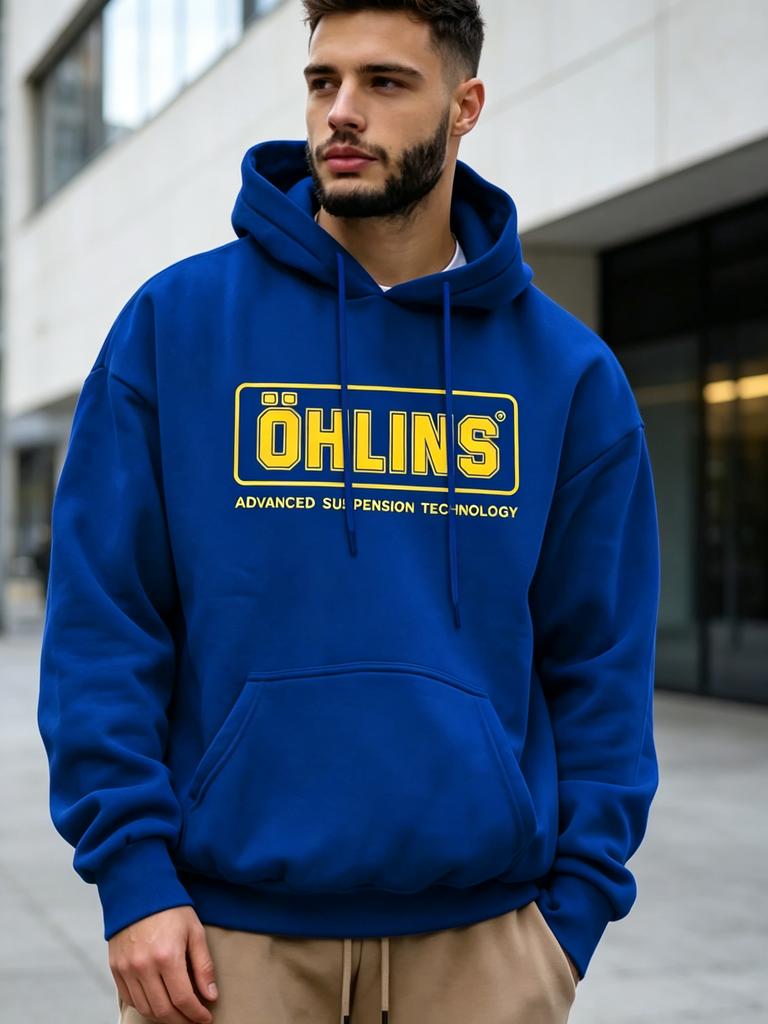 100 Polyester Ohlins Hoodie Unisex Warm Loose Long Sleeve Sweatshirt Bold Yellow Logo Street Hooded Pullover For Women