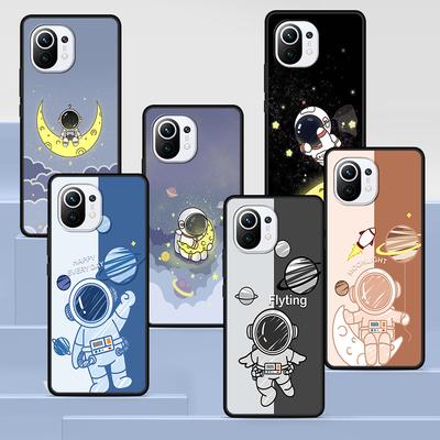 Astronauten-Hülle für Xiaomi Mi 11 Lite 5G 12 Pro Note 10 10T 9 SE 9T 10S 8 A2 Lite CC9 Schwarz Weiche Handyhülle Silikon Cartoon
