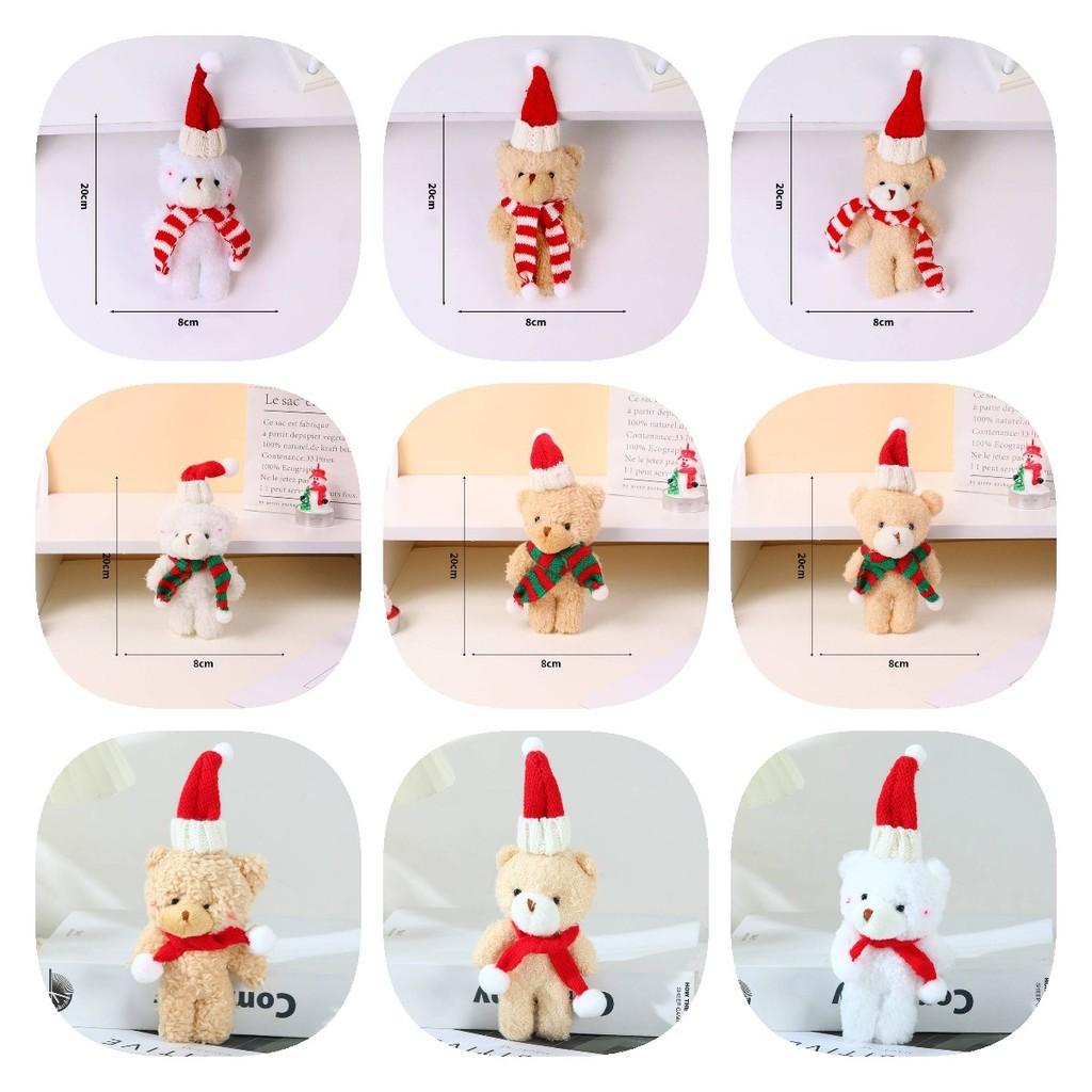 Adorable Plush Christmas Bear Pendant With Colorful Scarves And Hats Perfect For Holiday Decor