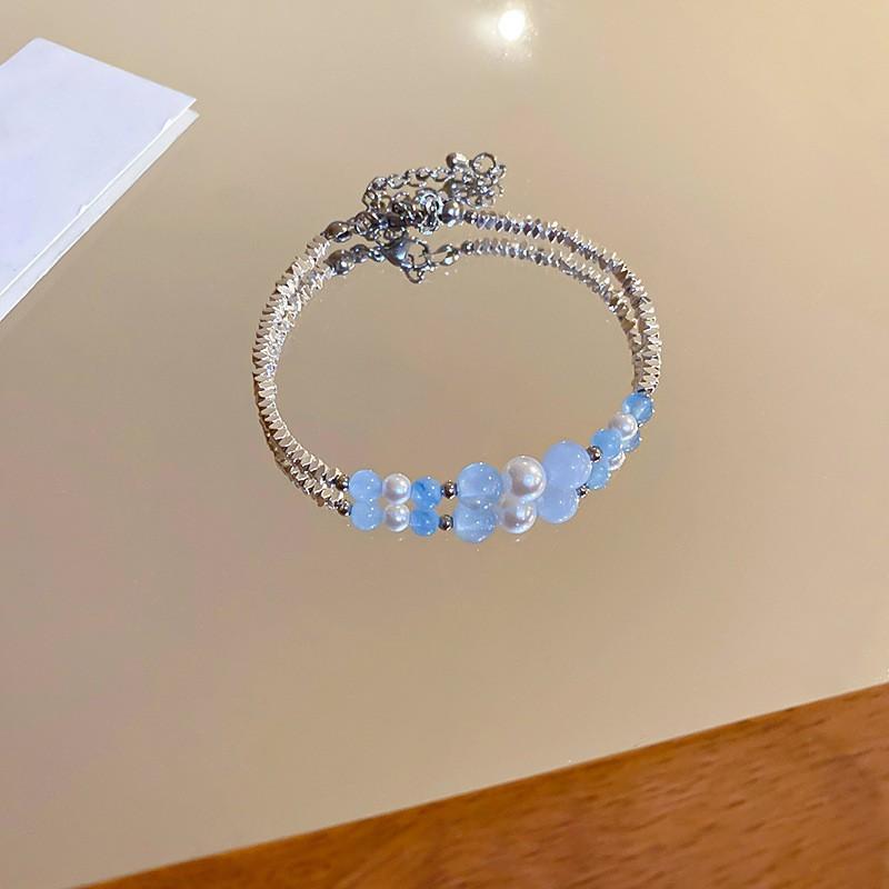 French light luxury zircon pearl broken silver bracelet, niche simple and versatile bracelet, bracelet, summer women's jewelry.
