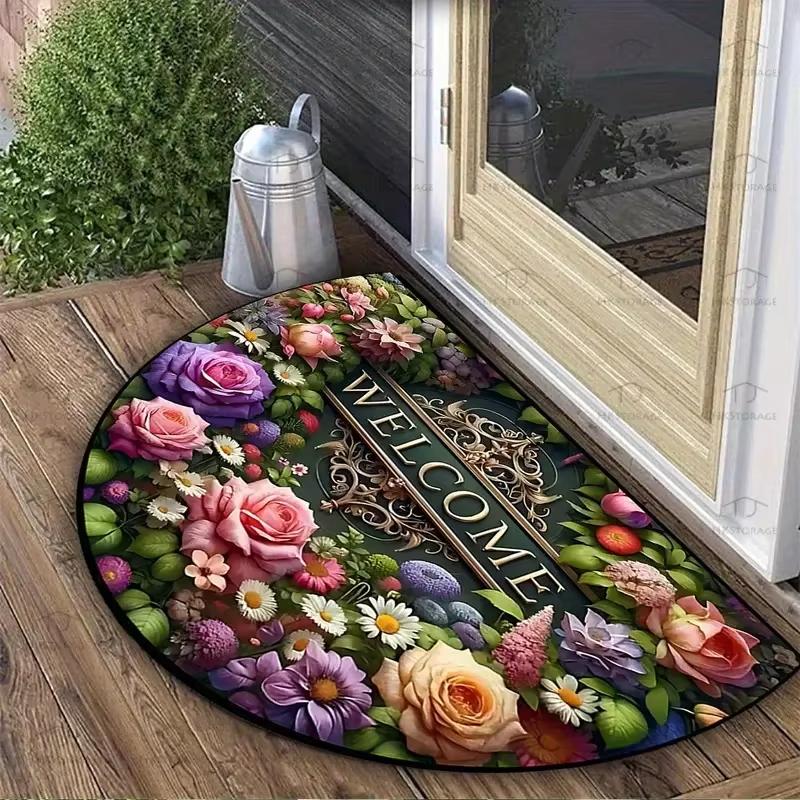 Luxury Half Round Entry Door Floor Mats Home Bedroom Carpet Bathroom Toilet Dirty Resistant Carpet Kitchen Floor Mats