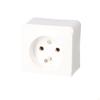 Single surface-mounted socket with grounding, white PRIMA
