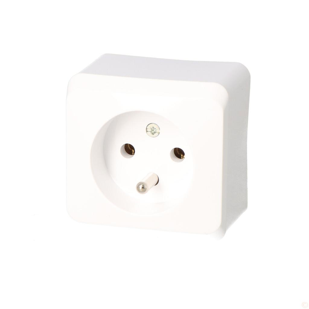 Single surface-mounted socket with grounding, white PRIMA