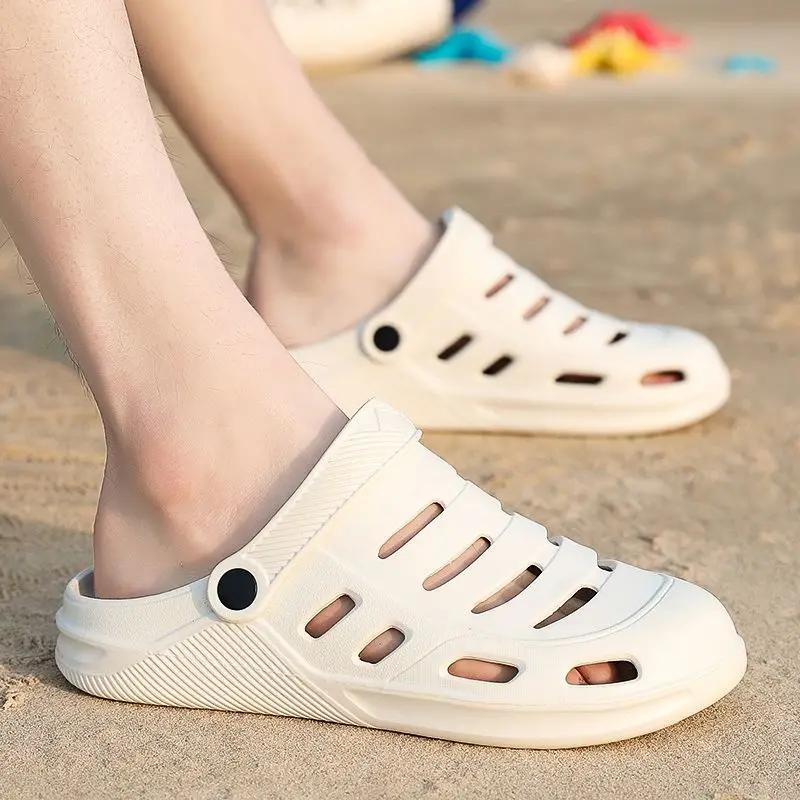 Platform Shoes Hole Plain Elegant Cheap Liquidation Comfortable Sandals Man Original Fun Trend 2025 Y2k Slippers for Men
