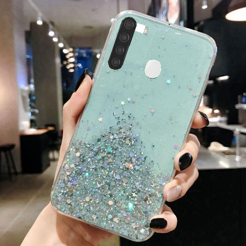 Bling Glitter Phone Case For Samsung Galaxy A21 A215U A215W A215DL Silicon Soft Case Full Cover For Samsung A 21 215U Back Cover
