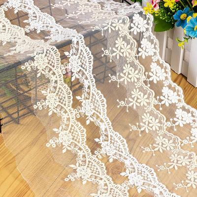 4M/Lot 7,5cm breit Neues Produkt Weiches Mesh einseitige Stickerei Spitze weiß aprikosenfarbene Spitze Heimdeko Cosplay Bekleidungszubehör