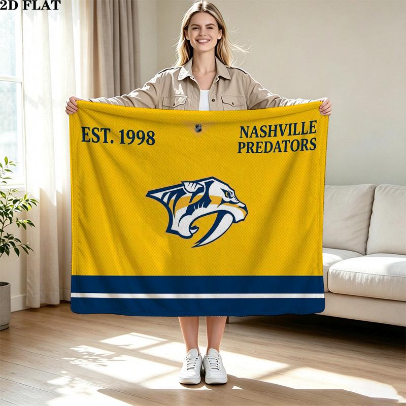 Nashville Predators Print Flannel Blanket High Quality Warm Comfortable Cover for All Seasons Perfect for Gifts Home Decor