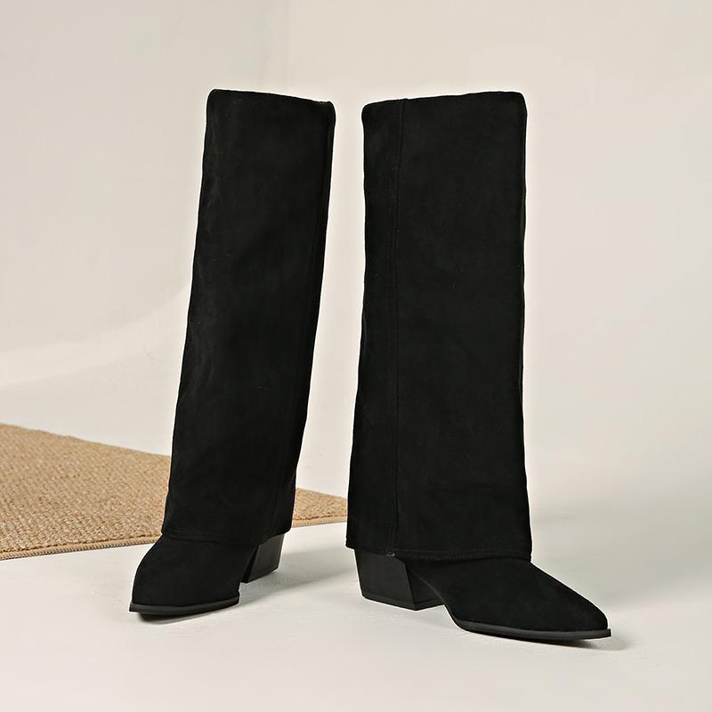 Fashion New Retro Pointed Toe Suede 2025 Thigh Boots Women's Tall Autumn/Winter Knight Boots