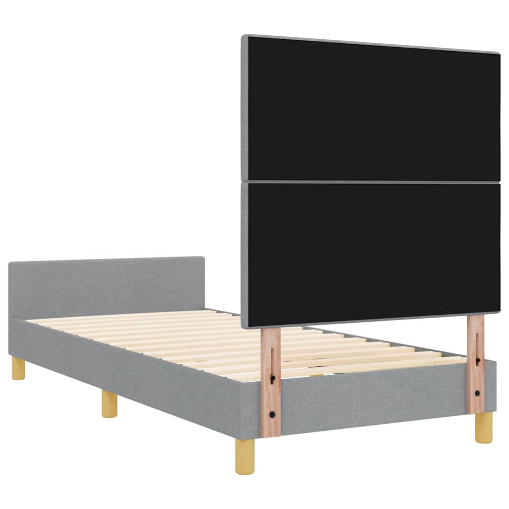 Bed Frame with Headboard Light Gray 100 X 200 Cm Fabric
