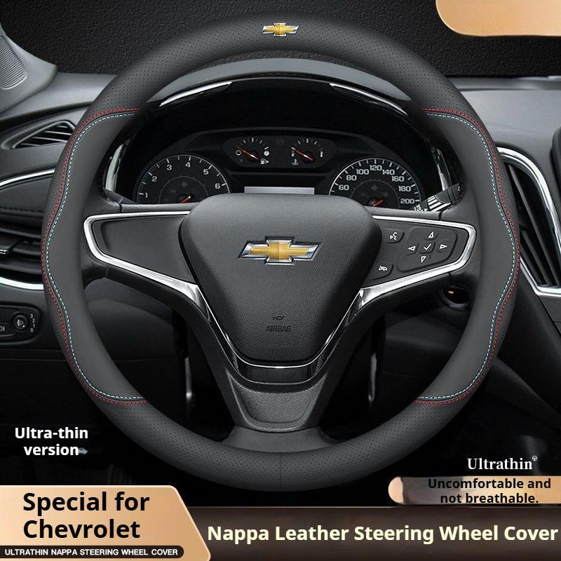 Car Leather Steering Wheel Cover for Chevrolet Montana Trailblazer EV SS RS Silverado RST Equinox RS LT Bolt EUV Blrzer 38cm