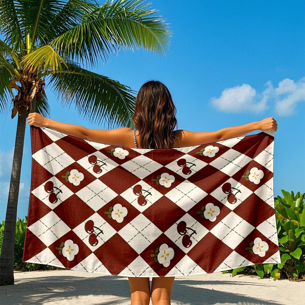 Cherry Argyle Quick Drying Bath Towel Microfiber beach towel - light weight swimming camping  yoga beach out