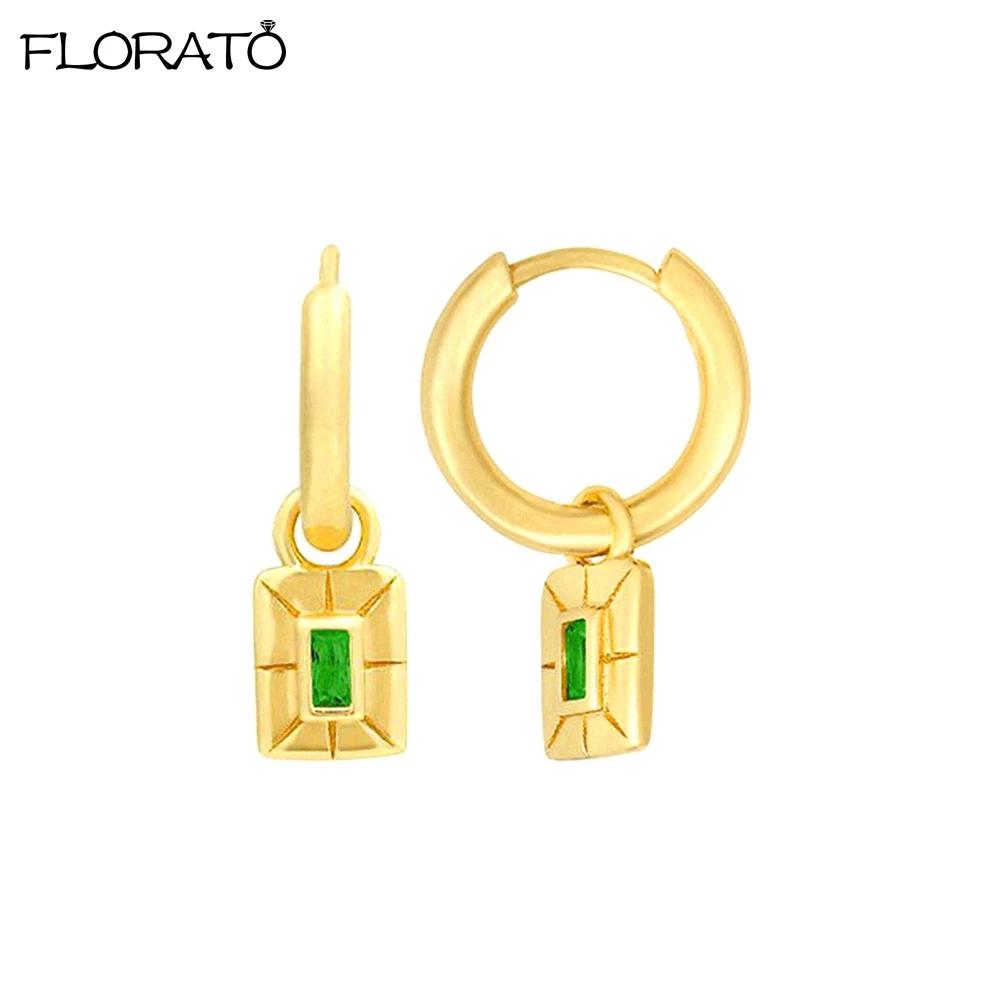 

2024 New Hoop Earrings for Women 925 Sterling Silver Needle Geometric Pendant Earrings Creative Jewelry Gold-color Earrings
