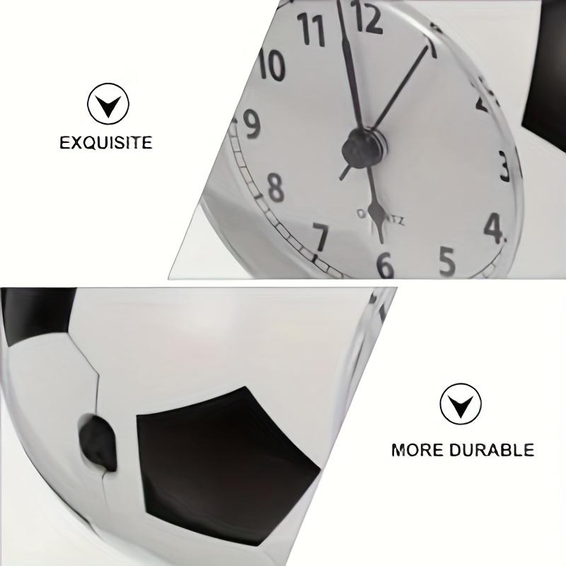 1pc Soccer-Themed Alarm Clock with Vibrant Soccer Ball Design - Sporty White ABS Plastic, Battery-Powered, Alarm & Music Ringtones