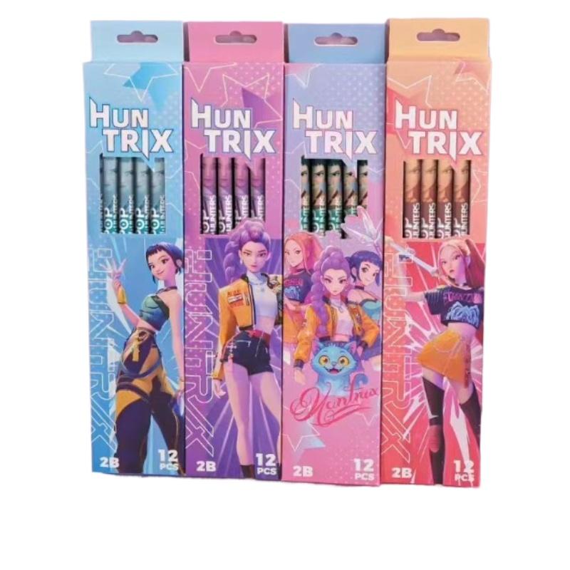 KPop Demon Hunters Rumi Mira Zoey Anime-style Pencils Anime Merch Cute Cartoon Writing Stationery Set Elementary Students for Kid Friendly
