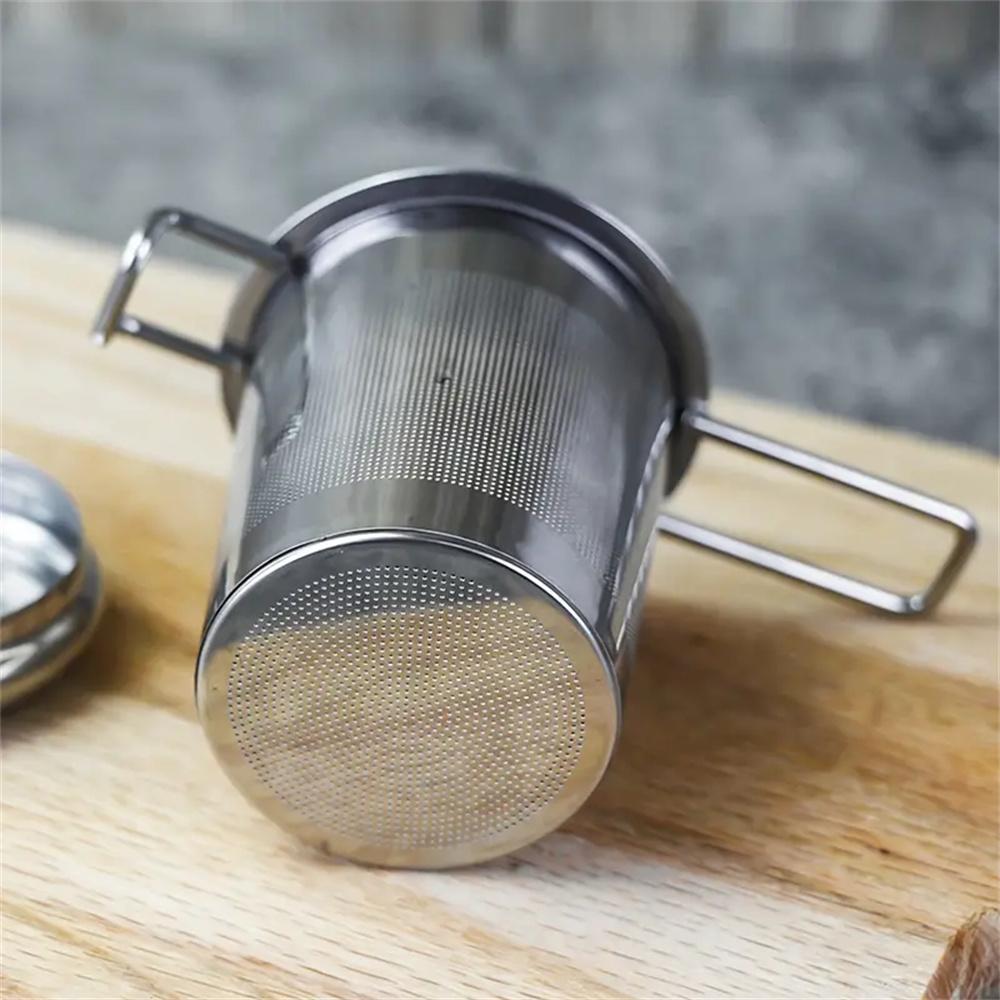 1pc Premium Stainless Steel Tea Filter Extended  Handle, Loose Tea Drainer with Lid,Anti-Scald Multi-Purpose Tea Strainer