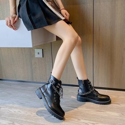 Mode Nya Rockskor Damstövlar Mellanvadsstövletter Dam Lyxiga Designerstövlar-damer Låga Klackar Stövletter Rund Tå Korta Mellanstövlar