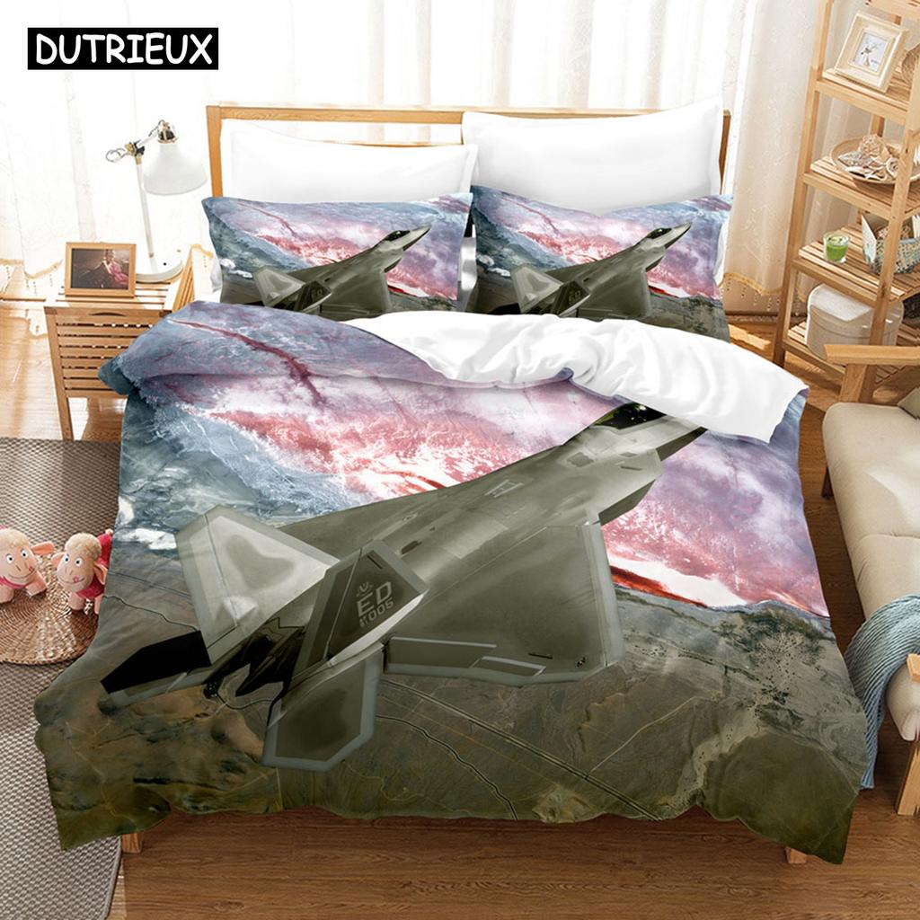 3D Jet Fighter Battle Plane  F-22 Bedding Sets Duvet Cover Set With Pillowcase Twin Full Queen King Bedclothes Bed Linen