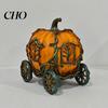 Fall Themed Room Accessories 3D Resin Pumpkin Carriage Ornament, Retro Fairy Tale Cart Dreamy Niche Gift for Her Figurine, Vintage Desktop Decoration