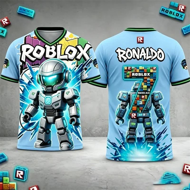 Roblox Children T-Shirt Custom Ronaldo Name Number 3D Print Jersey Style Short Sleeve Casual Kids Summer Sportswear for Fans