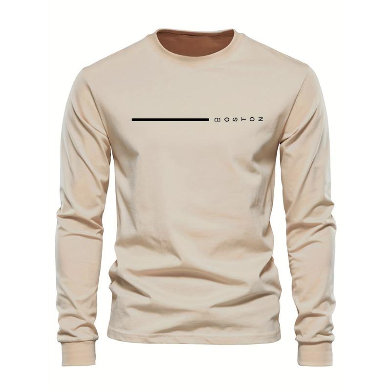 Men's Spring And Fall Fashion Casual Long-sleeved T-shirt Loose PARIS Letters Printed Pullover Round Neck Long Sleeve Sweatshirt