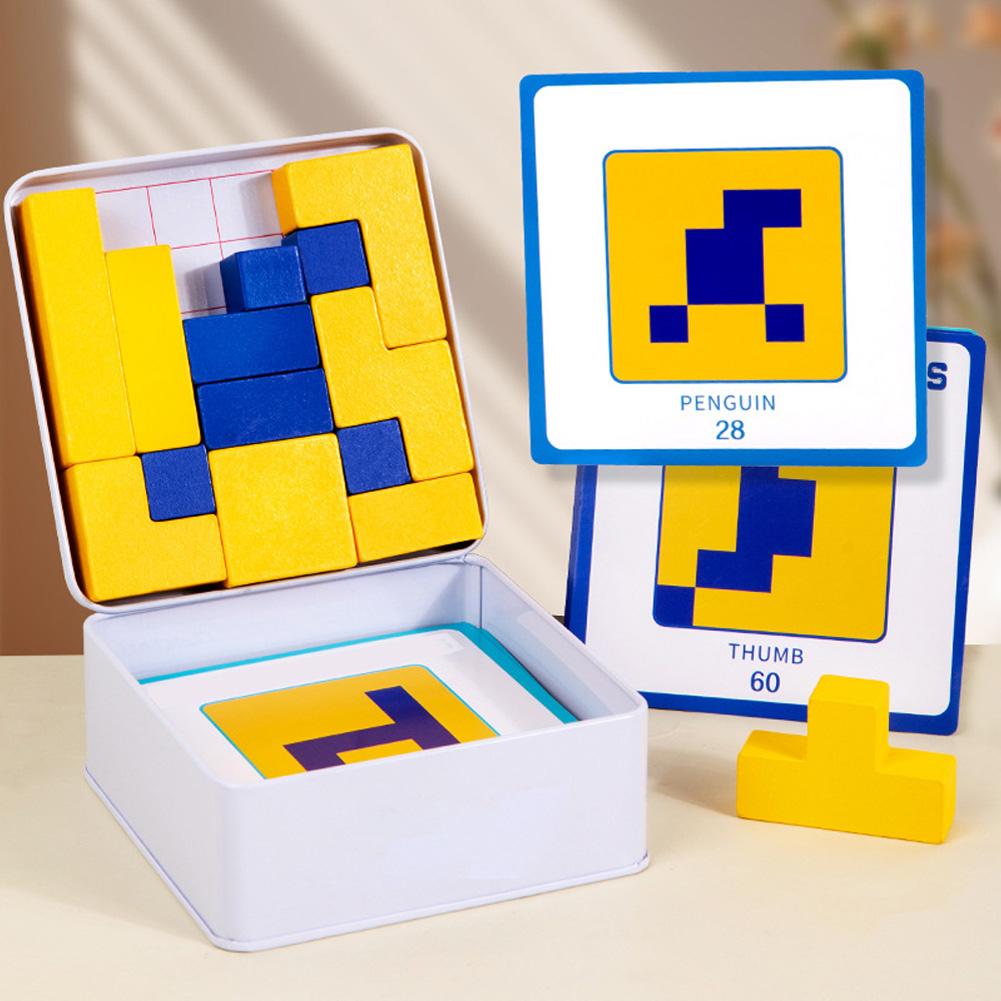 Wooden Block Puzzle With Storage Box Hidden Building Block Puzzle Toy Educational Logical Thinking Training Game Gifts For Kids