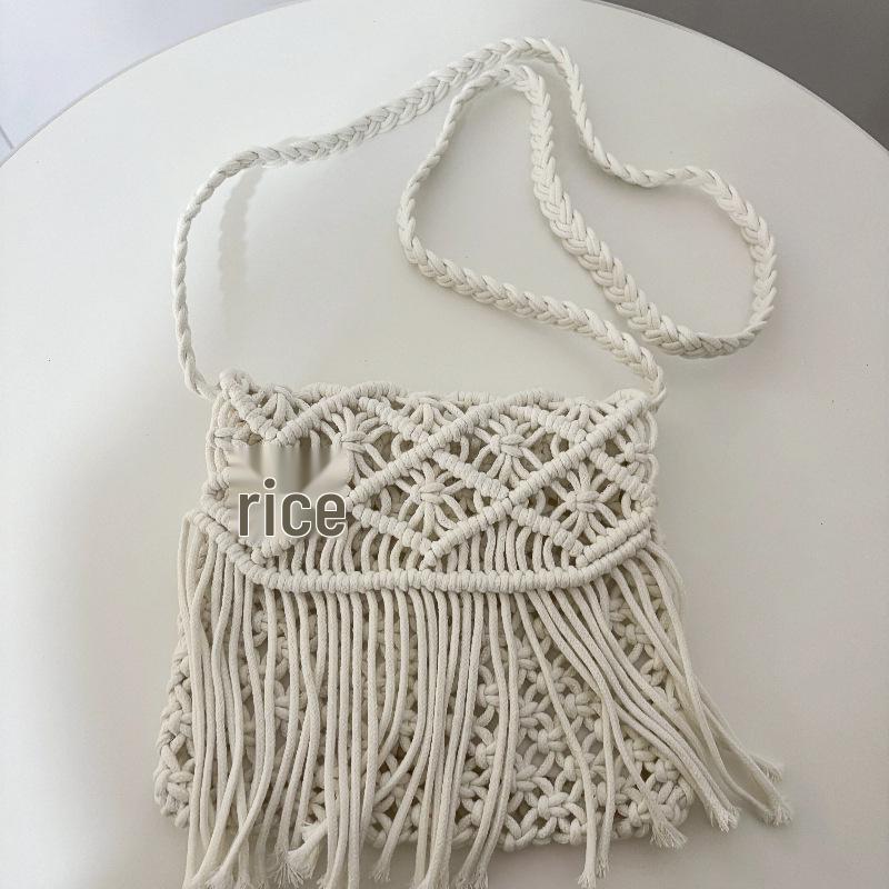 Damen Umhängetasche Literarischer Stil Quaste Strohtasche - Nische Hohl Geflochtenes Design