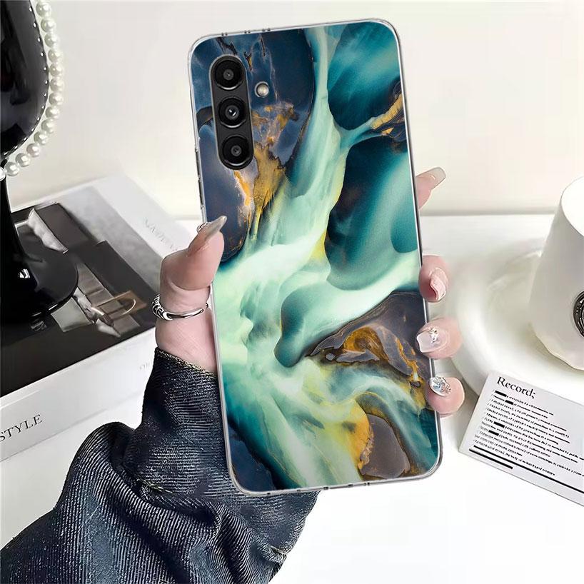 Fashion Geometric Marble Phone Case For Samsung Galaxy A13 A14 A15 A16 A17 A53 A54 A55 A56 A57 A33 A34 A35 A36 A37 A23 A24 A25 A